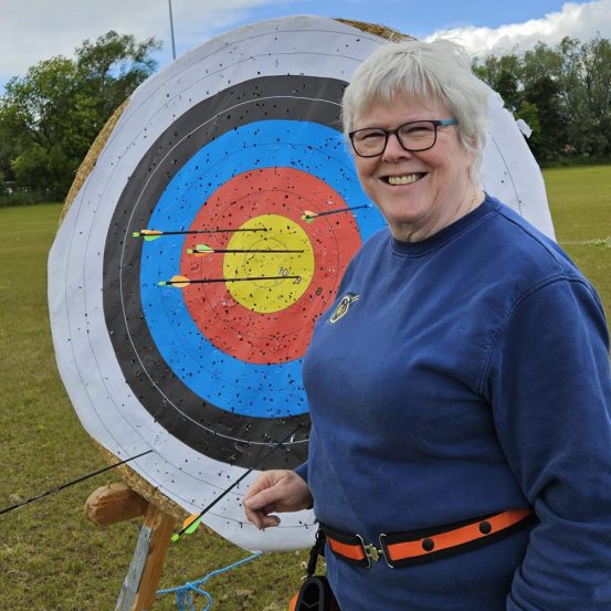 Ponteland Archers, female archer scores gold